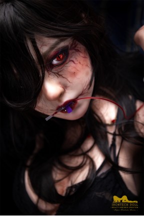 ハロウィンメイク シリコンリアルラブドール 167cm Dカップ S40ヘッド 塗装加工あり 眉毛と睫毛植毛加工あり Irontechdoll