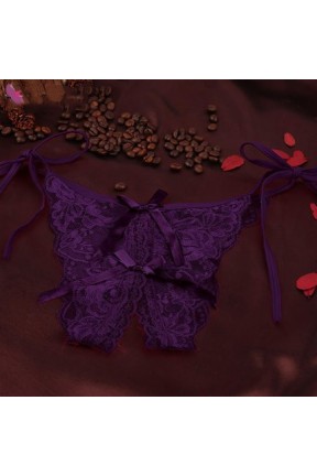 セクシーな下着 | セクシーなレースのストラップと開き裂きのある蝶のパンティー